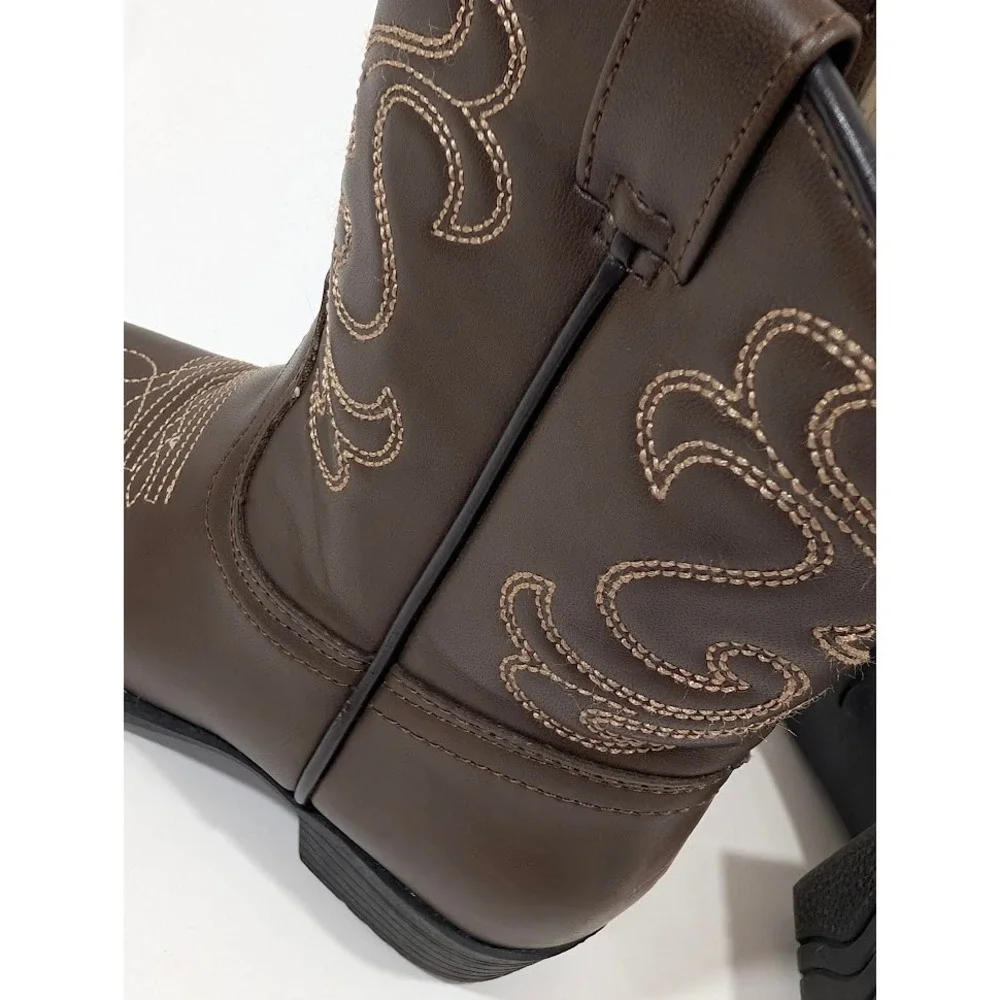 Canyon Trails Toddler Cowboy Boots Brown Faux Leather Sz 9M CT-101-BRN Excellent
